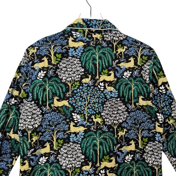 Print Fresh Dashing Deer Print Women’s Piped Organic Cotton Pajama Top Sz XS - Picture 10 of 13